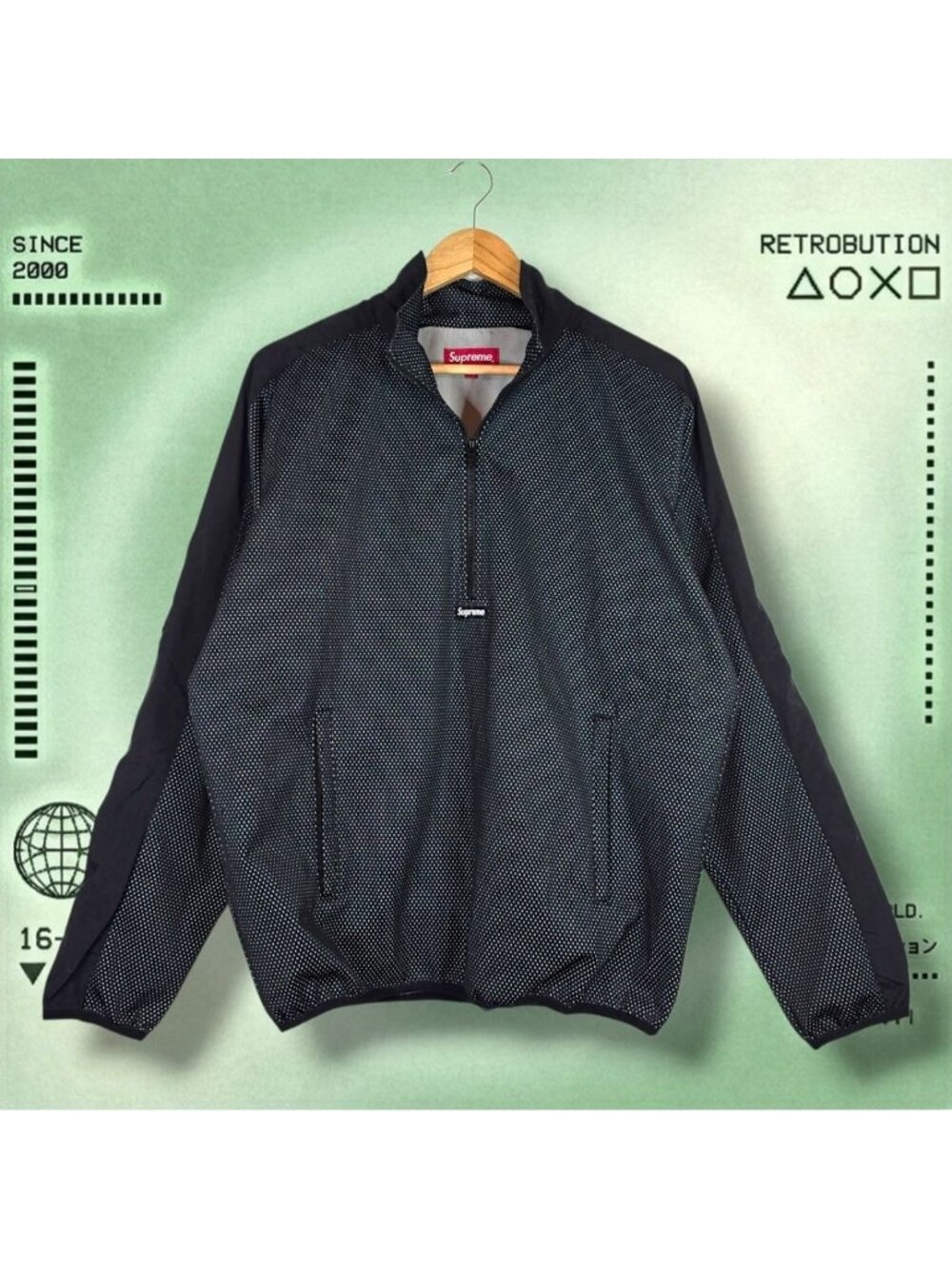 SS14 Supreme Dots Mesh 3/4 Zip Reflective Jacket Black Size M